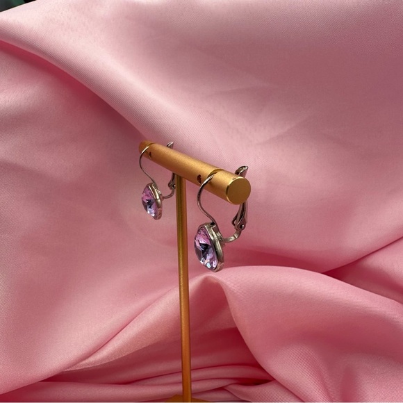 Lavender Drop Earrings with Swarovski Elements–Silver Plated Bohemia Jewelry - Picture 6 of 8